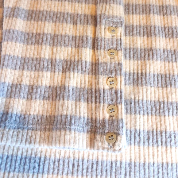 Haven Well Within | Blue & White Striped Ribbed Soft Touch Button-Cuff Top - Picture 4 of 8
